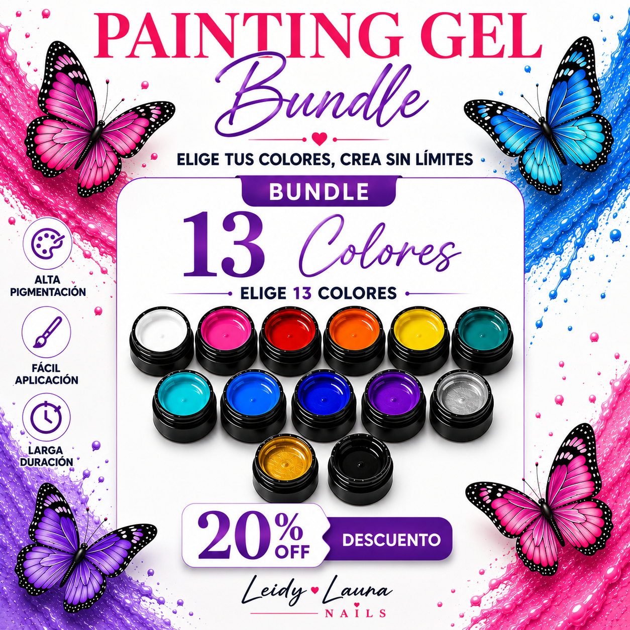 Kit de gel de pintura para delineado — Elige 13 colores