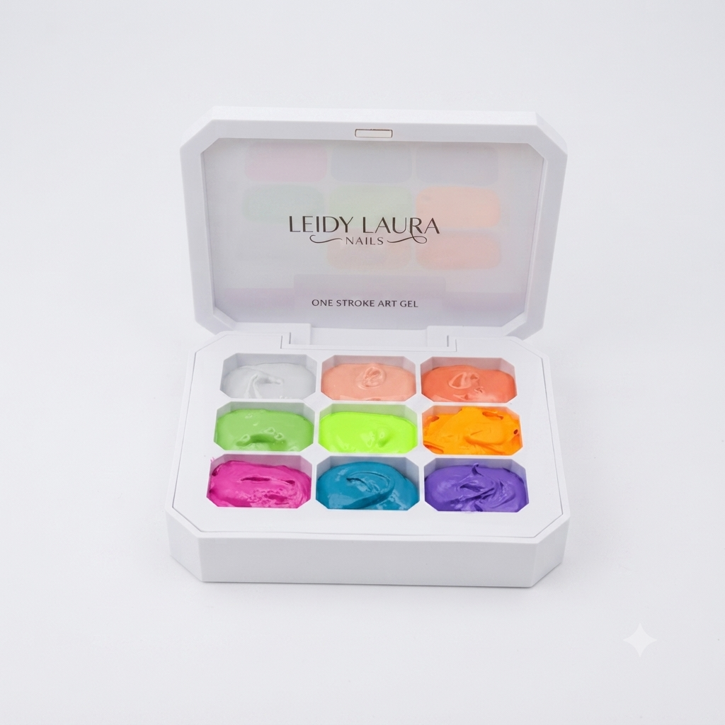9 Color Nail Art Gel Palette + Sponge Nail Tool Kit & Grabbing Pen