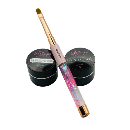 Painting Gel Black ,White and Oval Gel Brush