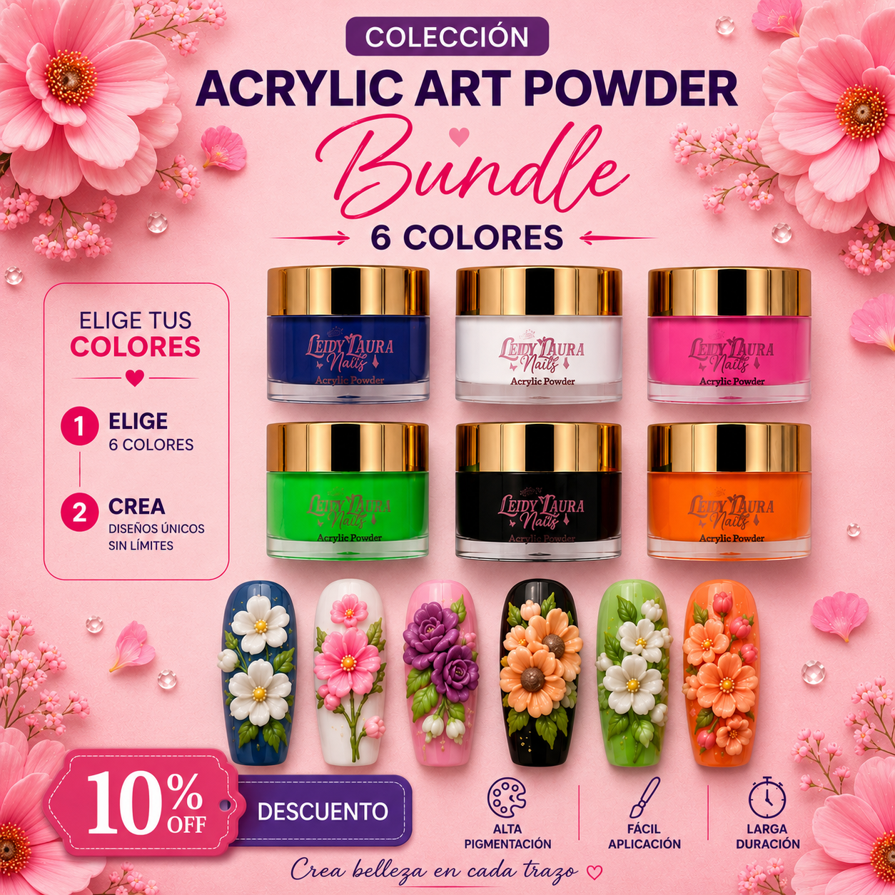 Acrylic Art Powder Kit — Pick 6 Colors