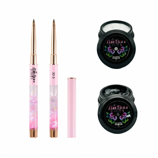 One Stroke Art Gel BLACK and White 10g - Nail Art Design 3D Small Gel Brush (1)