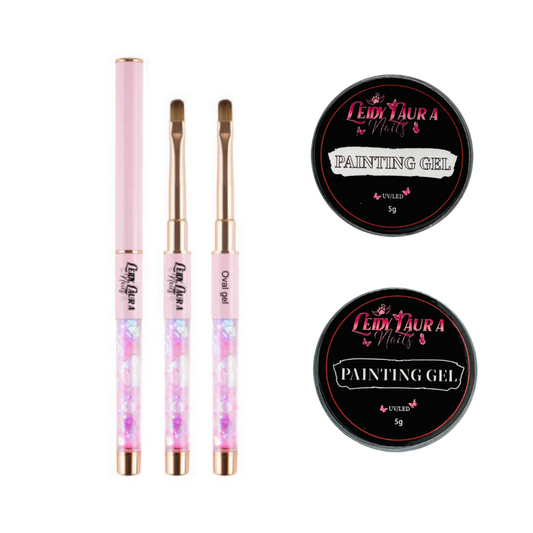 Painting Gel Black ,White and Oval Gel Brush