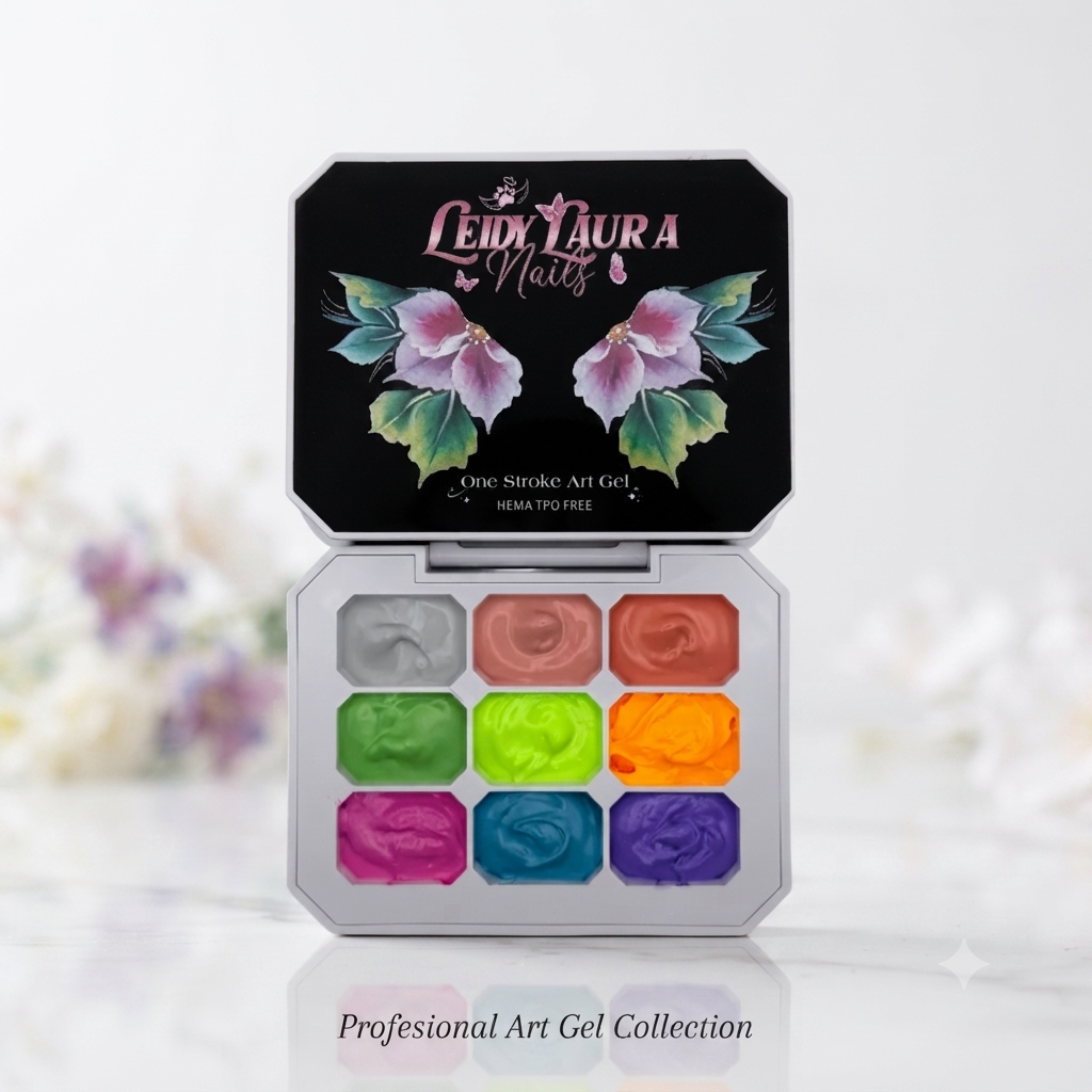 9 Color Nail Art Gel Palette + Sponge Nail Tool Kit & Grabbing Pen