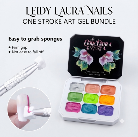 9 Color Nail Art Gel Palette + Sponge Nail Tool Kit & Grabbing Pen