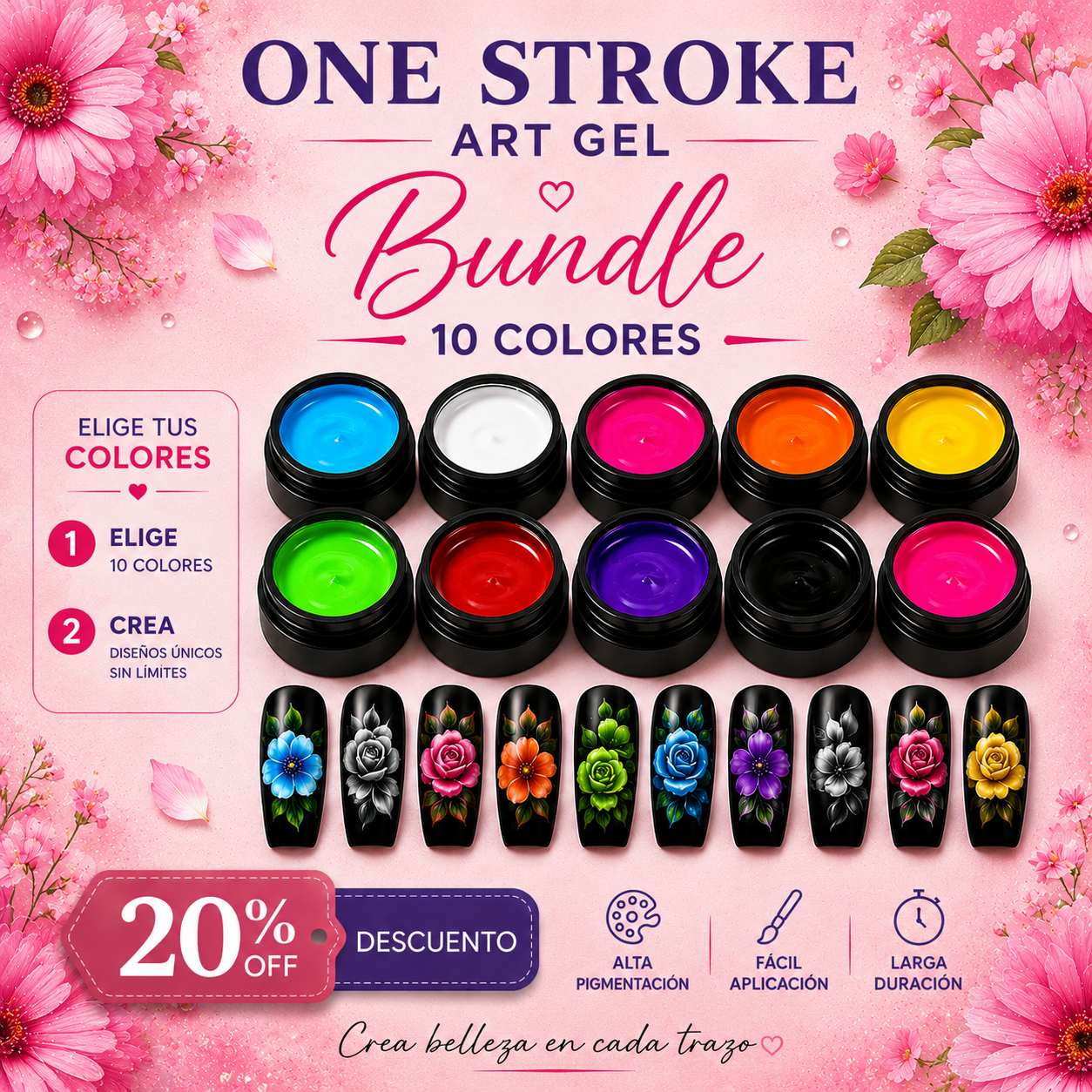 One Stroke Art Gel Kit — Pick 10 Colors