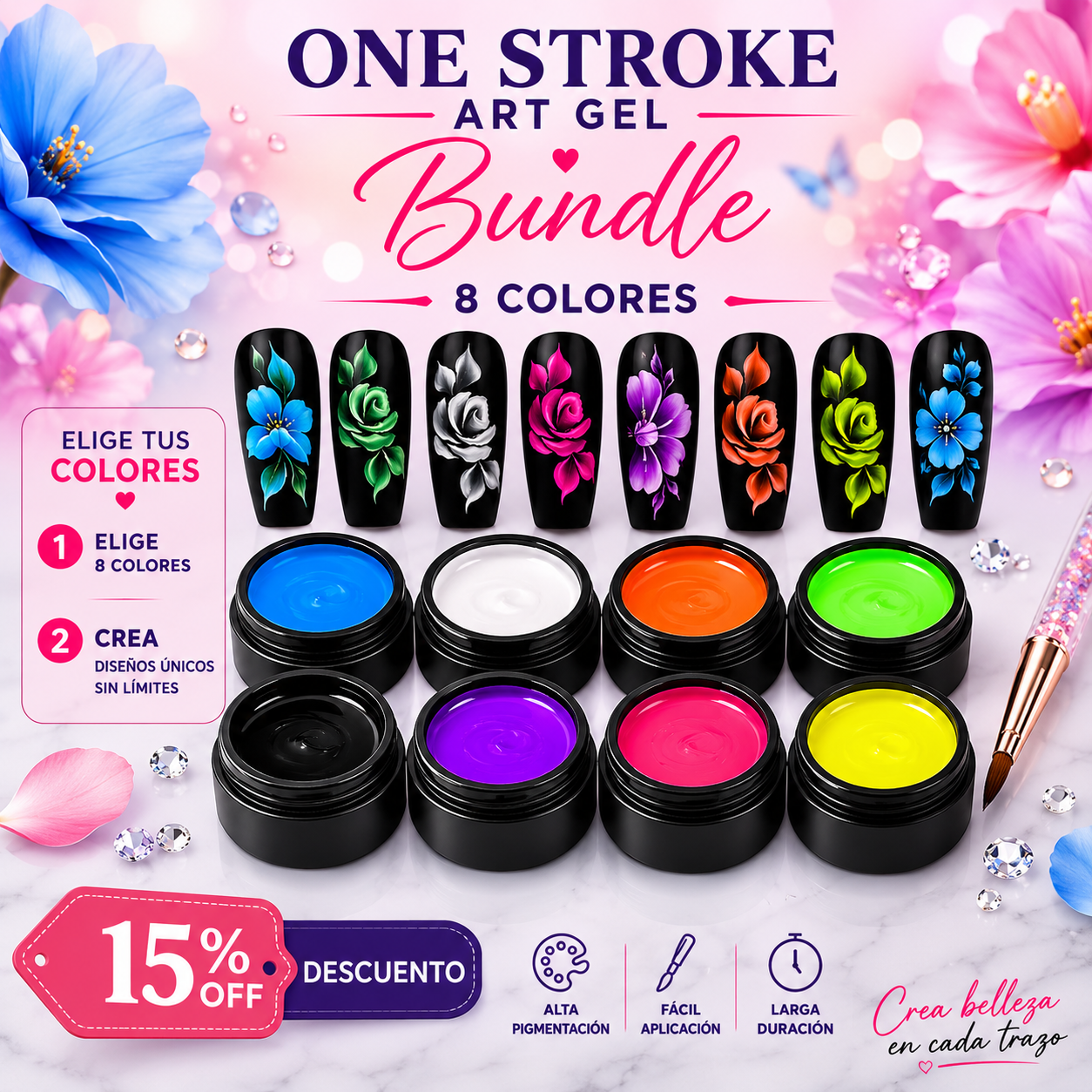 One Stroke Art Gel Kit — Pick 8 Colors